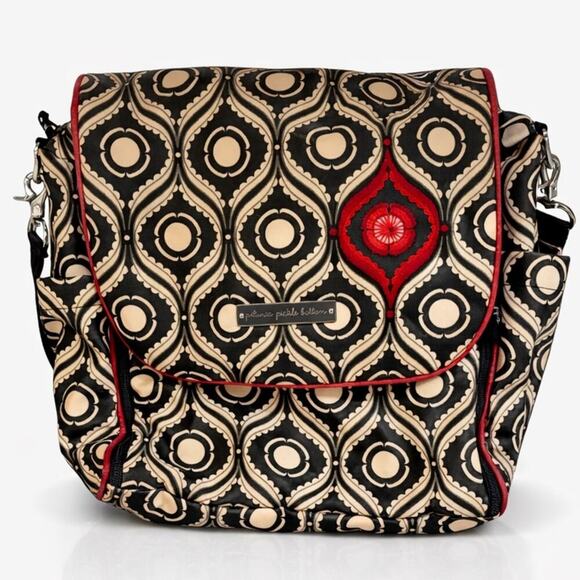 Petunia Pickle Bottom Handbags - Petunia Pickle Bottom Black & Cream Baby Diaper Bag Tote (Large)